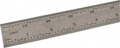 SPI - 48" Long, 1/64, 1/32, 1/16, 1/8" Graduation, Rigid Steel Rule - 4R Graduation Style, 1-1/4" Wide, Silver, Satin Chrome Finish - USA Tool & Supply