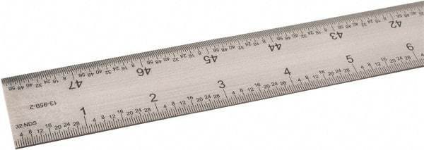 SPI - 48" Long, 1/64, 1/32" and 0.5, 1mm Graduation, Rigid Steel Rule - English/Metric Graduation Style, 1-1/4" Wide, Silver, Satin Chrome Finish - USA Tool & Supply