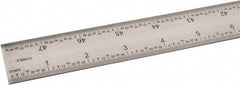 SPI - 48" Long, 1/64, 1/32" and 0.5, 1mm Graduation, Rigid Steel Rule - English/Metric Graduation Style, 1-1/4" Wide, Silver, Satin Chrome Finish - USA Tool & Supply