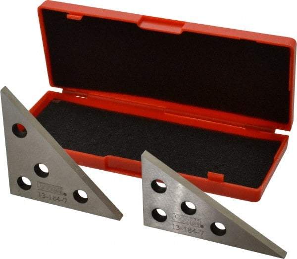 SPI - 30 to 90°, 4-1/4 Inch Long, Steel, Angle Block Set - 1/4 Inch Thick, 10 Minutes Accuracy, Includes 2 Angle Plates, 2 Pieces - USA Tool & Supply