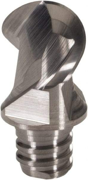 Iscar - MM EBA Grade IC08 Carbide Ball Nose Milling Tip Insert - Uncoated, 2 Flutes, 10mm Cutting Diam, 7mm Depth of Cut, 13mm Extension, 0.196" Cnr Rad, 45° Helix - USA Tool & Supply