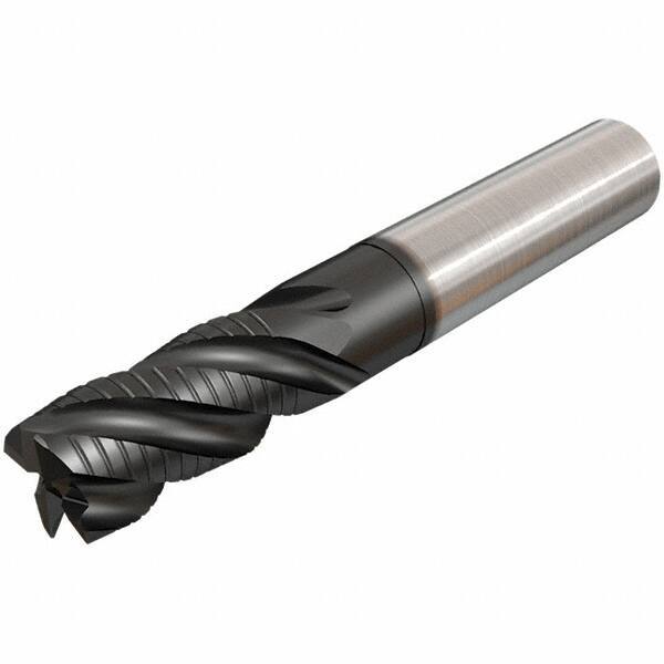 Iscar - 14mm Diam, 30mm LOC, 4 Flute Solid Carbide 45° Corner Chamfer Roughing End Mill - TiAlN Finish, 100mm OAL, 14mm Shank Diam, Single End, Extended Reach, 38° Helix - USA Tool & Supply