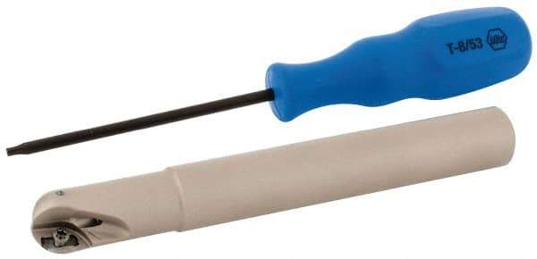 Iscar - 5/8" Cut Diam, 1/2" Max Depth of Cut, 0.62" Shank Diam, 5" OAL, Indexable Ball Nose End Mill - 1.41" Head Length, Straight Shank, BCM Toolholder, BCR D.62 Insert - USA Tool & Supply