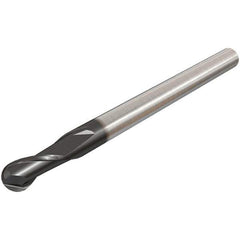Iscar - 20mm Diam, 20mm LOC, 2 Flute Solid Carbide Ball End Mill - TiAlN Finish, Single End, 104mm OAL, 20mm Shank Diam, Spiral Flute - USA Tool & Supply