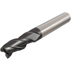 Iscar - 12mm, 3 Flute, Single End, Solid Carbide, Corner Chamfer End Mill - 83mm OAL, 38° Helix, Right Hand Flute, 25mm LOC, Right Hand Cut - USA Tool & Supply