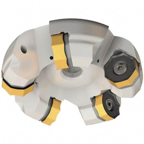 Iscar - 149.5mm Cut Diam, 40mm Arbor Hole, 7mm Max Depth of Cut, 45° Indexable Chamfer & Angle Face Mill - 6 Inserts, ONMU 1008\xB6S845 SNMU 2608 Insert, Right Hand Cut, 6 Flutes, Through Coolant, Series Helido - USA Tool & Supply