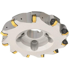 Iscar - 63mm Cut Diam, 27mm Arbor Hole, 3.5mm Max Depth of Cut, 30° Indexable Chamfer & Angle Face Mill - 5 Inserts, H600 WXCU 08 Insert, Right Hand Cut, 5 Flutes, Through Coolant, Series Helido - USA Tool & Supply