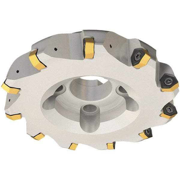 Iscar - 125mm Cut Diam, 40mm Arbor Hole, 3.5mm Max Depth of Cut, 30° Indexable Chamfer & Angle Face Mill - 9 Inserts, H600 WXCU 08 Insert, Right Hand Cut, 9 Flutes, Through Coolant, Series Helido - USA Tool & Supply