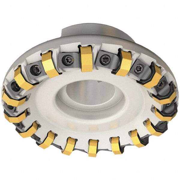 Iscar - 73.4mm Cut Diam, 22mm Arbor Hole, 3.5mm Max Depth of Cut, 45° Indexable Chamfer & Angle Face Mill - 10 Inserts, ON.U 05\xB6S845 SN.U 13 Insert, Right Hand Cut, 10 Flutes, Series Helido - USA Tool & Supply