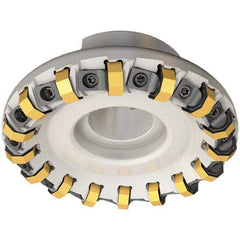 Iscar - 73.4mm Cut Diam, 22mm Arbor Hole, 3.5mm Max Depth of Cut, 45° Indexable Chamfer & Angle Face Mill - 10 Inserts, ON.U 05\xB6S845 SN.U 13 Insert, Right Hand Cut, 10 Flutes, Series Helido - USA Tool & Supply