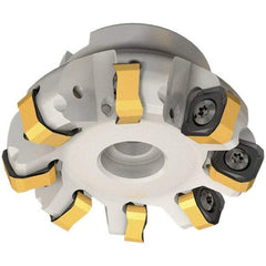 Iscar - 109.7mm Cut Diam, 32mm Arbor Hole, 6mm Max Depth of Cut, 65° Indexable Chamfer & Angle Face Mill - 12 Inserts, OXMT 0507\xB6RXMT 1607\xB6S865 SNMU 1305 Insert, Right Hand Cut, 12 Flutes, Through Coolant, Series Helido - USA Tool & Supply