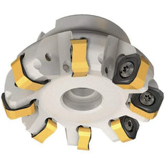 Iscar - 72.7mm Cut Diam, 22mm Arbor Hole, 6mm Max Depth of Cut, 65° Indexable Chamfer & Angle Face Mill - 6 Inserts, OXMT 0507\xB6RXMT 1607\xB6S865 SNMU 1305 Insert, Right Hand Cut, 6 Flutes, Through Coolant, Series Helido - USA Tool & Supply