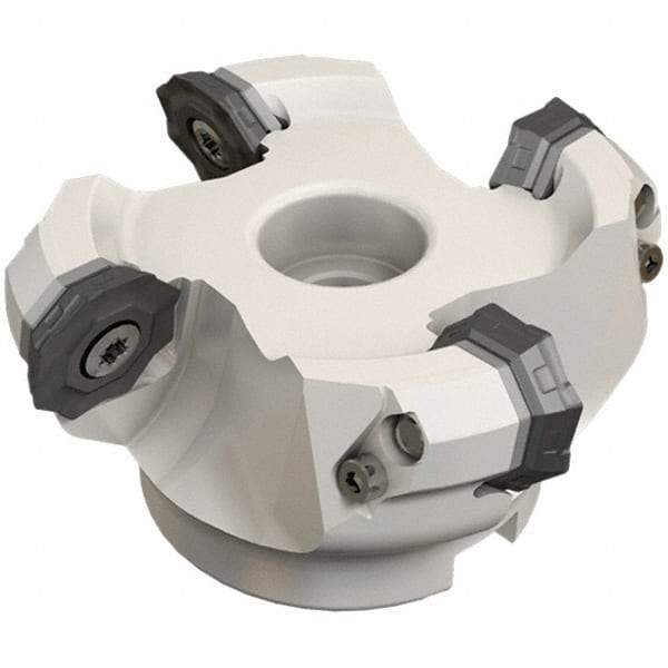 Iscar - 75.5mm Cut Diam, 22mm Arbor Hole, 4.6mm Max Depth of Cut, 42° Indexable Chamfer & Angle Face Mill - 4 Inserts, OF..\xB6RFM. 1905 Insert, Right Hand Cut, 4 Flutes, Series Heliocto - USA Tool & Supply
