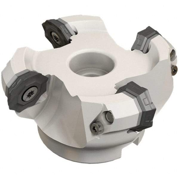 Iscar - 92.5mm Cut Diam, 27mm Arbor Hole, 4.6mm Max Depth of Cut, 42° Indexable Chamfer & Angle Face Mill - 5 Inserts, OF..\xB6RFM. 1905 Insert, Right Hand Cut, 5 Flutes, Series Heliocto - USA Tool & Supply