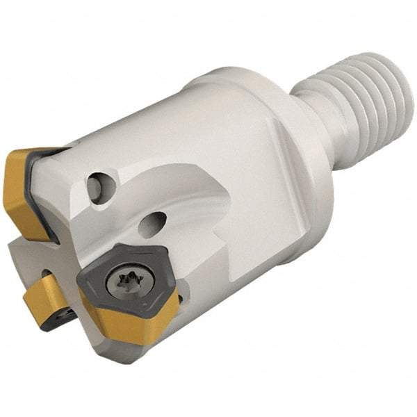 Iscar - 30° Lead Angle, 25mm Max Cut Diam, 18mm Min Cut Diam, 1.5mm Max Depth of Cut, Indexable Chamfer and Angle End Mill - 4 Inserts, H600 WXCU 04 Insert Style, 54mm Overall Length, Through Coolant, Modular Connection - USA Tool & Supply