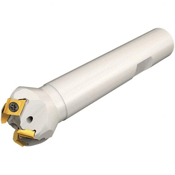 Iscar - 30° Lead Angle, 21.5mm Max Cut Diam, 12mm Min Cut Diam, 2.5mm Max Depth of Cut, Indexable Chamfer and Angle End Mill - 4 Inserts, T290 LNMT/LNHT 0502 Insert Style, 90mm Overall Length, Through Coolant, Straight Shank - USA Tool & Supply