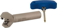 Iscar - 45° Lead Angle, 1.409" Max Cut Diam, 1" Min Cut Diam, 0.138" Max Depth of Cut, Indexable Chamfer and Angle End Mill - 2 Inserts, ONMU, OXMT, RXMT, SNMU Insert Style, 4" Overall Length, Through Coolant, Straight Shank - USA Tool & Supply
