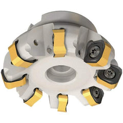 Iscar - 89.7mm Cut Diam, 27mm Arbor Hole, 6mm Max Depth of Cut, 65° Indexable Chamfer & Angle Face Mill - 7 Inserts, OXMT 0507\xB6RXMT 1607\xB6S865 SNMU 1305 Insert, Right Hand Cut, 7 Flutes, Through Coolant, Series Helido - USA Tool & Supply
