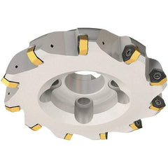 Iscar - 63mm Cut Diam, 22mm Arbor Hole, 2mm Max Depth of Cut, 30° Indexable Chamfer & Angle Face Mill - 8 Inserts, H600 WXCU 05 Insert, Right Hand Cut, 8 Flutes, Through Coolant, Series Helido - USA Tool & Supply