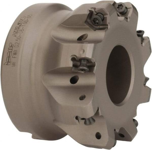 Iscar - 2.127" Cut Diam, 1" Arbor Hole, 0.08" Max Depth of Cut, 30° Indexable Chamfer & Angle Face Mill - 8 Inserts, H600 WXCU 05 Insert, Right Hand Cut, 8 Flutes, Through Coolant, Series Helido - USA Tool & Supply