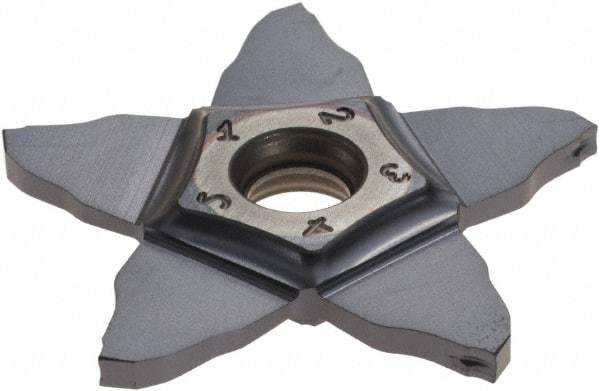 Iscar - PENTA34N200 J IC908 Grade, 2mm Cutting Width, Carbide Cutoff Insert - Neutral Lead Angle, 0.2mm Cnr Rad, TiAlN Coated, Other End - USA Tool & Supply