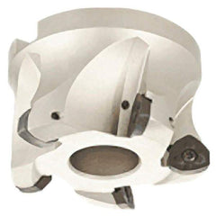 Iscar - 5 Inserts, 2.48" Cutter Diam, 0.079" Max Depth of Cut, Indexable High-Feed Face Mill - 0.866" Arbor Hole Diam, 0.409" Keyway Width, 1.575" High, FF FW Toolholder, FF WO.. Inserts, Series FeedMill - USA Tool & Supply
