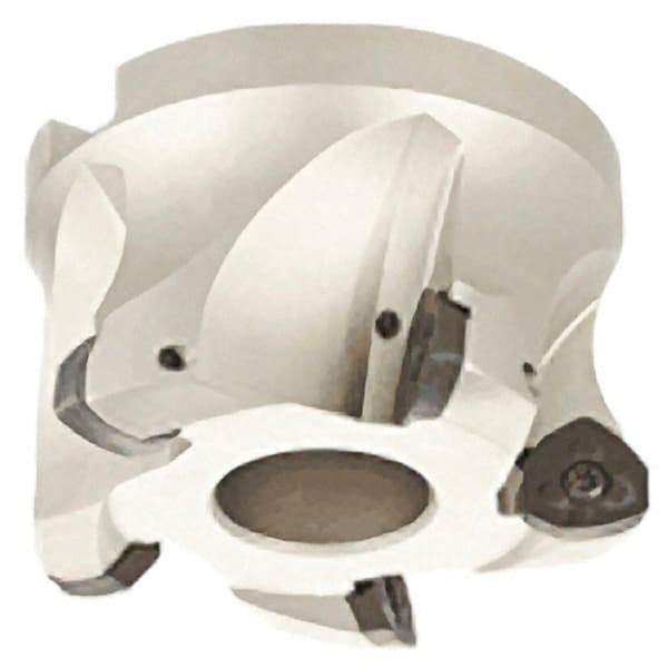 Iscar - 4 Inserts, 2.047" Cutter Diam, 0.079" Max Depth of Cut, Indexable High-Feed Face Mill - 0.866" Arbor Hole Diam, 0.409" Keyway Width, 1.575" High, FF FW Toolholder, FF WO.. Inserts, Series FeedMill - USA Tool & Supply
