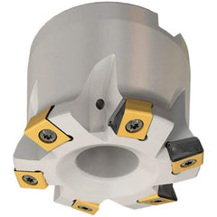 Iscar - 6 Inserts, 2.48" Cutter Diam, 0.071" Max Depth of Cut, Indexable High-Feed Face Mill - 1.063" Arbor Hole Diam, 0.488" Keyway Width, 1.969" High, FTP-LN10 Toolholder, LNHT 1006 Inserts, Series Helitang - USA Tool & Supply