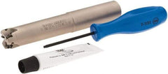 Iscar - 3/4" Cut Diam, 0.03" Max Depth, 3/4" Shank Diam, Weldon Shank Indexable High-Feed End Mill - Screw Holding Method, H600 WXCU 04 Insert, FF EWX-04 Toolholder, Through Coolant - USA Tool & Supply