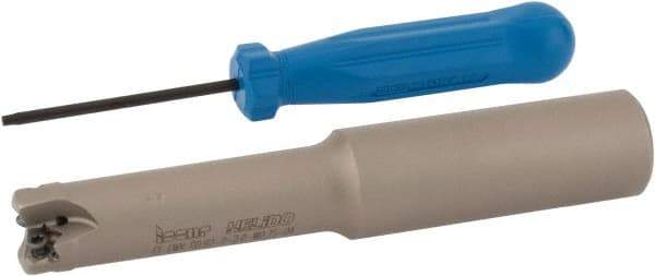 Iscar - 5/8" Cut Diam, 0.06" Max Depth, 3/4" Shank Diam, Weldon Shank Indexable High-Feed End Mill - Screw Holding Method, H600 WXCU 04 Insert, FF EWX-04 Toolholder, Through Coolant - USA Tool & Supply