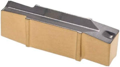Iscar - 230020GIG Grade IC830, 2.3mm Cutting Width Carbide Grooving Insert - 3.5mm Max Depth of Cut, Neutral, 0.2mm Corner Radius, TiAlN Finish - USA Tool & Supply
