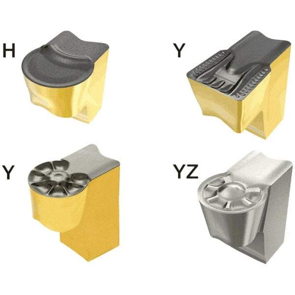 Iscar - 1050TAGB Y Grade IC808, 10mm Cutting Width Carbide Grooving Insert - 5mm Max Depth of Cut, Neutral, 5mm Corner Radius, TiAlN Finish - USA Tool & Supply