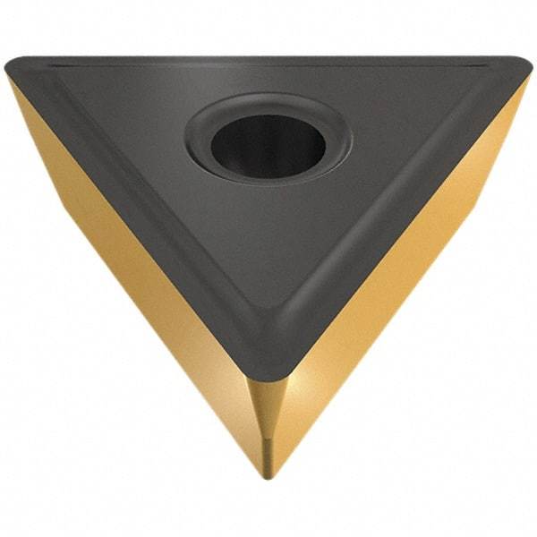 Iscar - TPMR322 PF Grade IC8250 Carbide Turning Insert - TiCN/Al2O3/TiN Finish, 60° Triangle, 3/8" Inscr Circle, 1/8" Thick, 1/32" Corner Radius - USA Tool & Supply