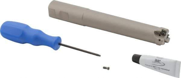 Iscar - 1" Cut Diam, 0.043" Max Depth, 1" Shank Diam, Weldon Shank Indexable High-Feed End Mill - Screw Holding Method, H600 WXCU 05 Insert, FF EWX-05 Toolholder, Through Coolant - USA Tool & Supply