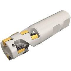 Iscar - 25mm Cut Diam, 35mm Max Depth of Cut, 25mm Shank Diam, 100mm OAL, Indexable Square Shoulder Helical End Mill - H490 ANKX 09.. Inserts, Weldon Shank, 90° Lead Angle, Through Coolant, Series Helido - USA Tool & Supply