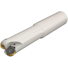 Iscar - 32mm Cut Diam, 8.7mm Max Depth of Cut, 32mm Shank Diam, 120mm OAL, Indexable Copy End Mill - 4 Inserts, H400 RNHU 1205 Insert, Cylindrical Shank, Through Coolant - USA Tool & Supply