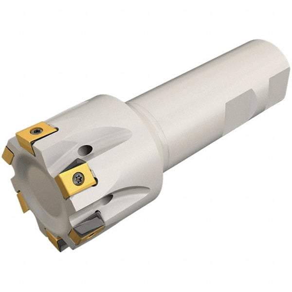 Iscar - 5/8" Cut Diam, 0.315" Max Depth of Cut, 5/8" Shank Diam, 3-1/4" OAL, Indexable Square Shoulder Helical End Mill - T490 LN.T 0804 Inserts, Weldon Shank, 90° Lead Angle, Through Coolant, Series Helitang - USA Tool & Supply