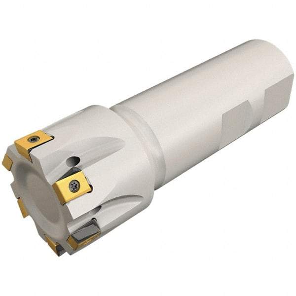 Iscar - 32mm Cut Diam, 8mm Max Depth of Cut, 32mm Shank Diam, 110mm OAL, Indexable Square Shoulder Helical End Mill - T490 LN.T 0804 Inserts, Weldon Shank, 90° Lead Angle, Through Coolant, Series Helitang - USA Tool & Supply