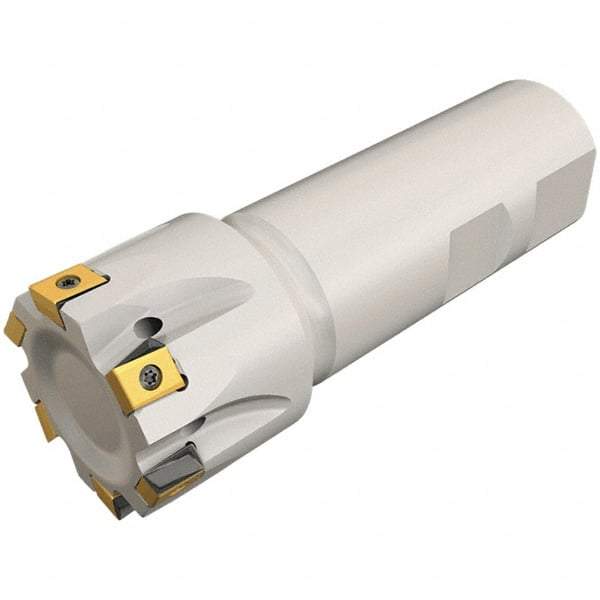 Iscar - 20mm Cut Diam, 8mm Max Depth of Cut, 20mm Shank Diam, 90mm OAL, Indexable Square Shoulder Helical End Mill - T490 LN.T 0804 Inserts, Weldon Shank, 90° Lead Angle, Through Coolant, Series Helitang - USA Tool & Supply