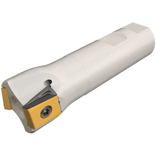 Iscar - 1-1/4" Cut Diam, 0.63" Max Depth of Cut, 1" Shank Diam, 4" OAL, Indexable Square Shoulder Helical End Mill - T490 LN.T 1607 Inserts, Weldon Shank, 90° Lead Angle, Through Coolant, Series Helitang - USA Tool & Supply