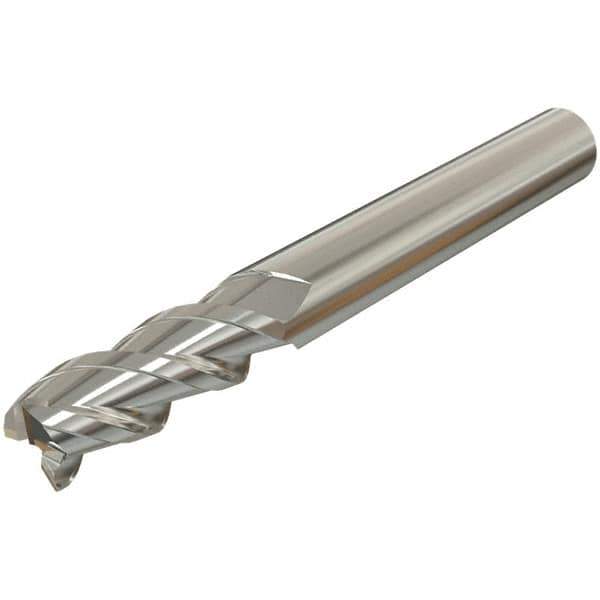 Iscar - 16mm, 25mm LOC, 16mm Shank Diam, 75mm OAL, 3 Flute, Solid Carbide Square End Mill - Single End, TiAlN Finish, Spiral Flute, 45° Helix, Centercutting, Right Hand Cut, Right Hand Flute - USA Tool & Supply