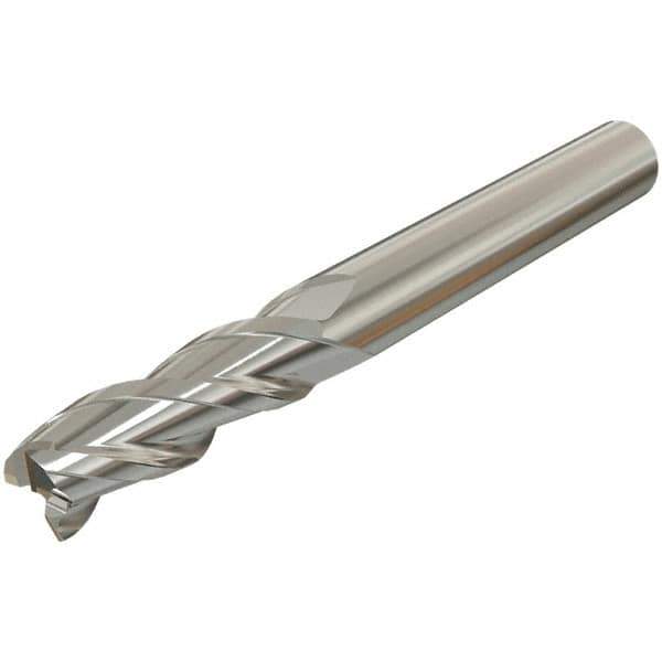 Iscar - 4mm, 12mm LOC, 4mm Shank Diam, 50mm OAL, 3 Flute, Solid Carbide Square End Mill - Single End, TiAlN Finish, Spiral Flute, 38° Helix, Right Hand Cut, Right Hand Flute - USA Tool & Supply