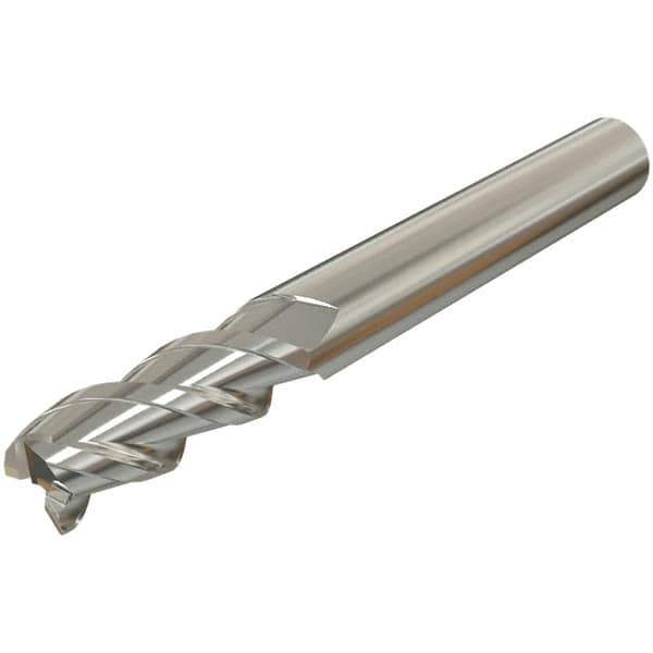Iscar - 8mm, 19mm LOC, 8mm Shank Diam, 63mm OAL, 3 Flute, Solid Carbide Square End Mill - Single End, Uncoated, Spiral Flute, 45° Helix, Centercutting, Right Hand Cut, Right Hand Flute - USA Tool & Supply