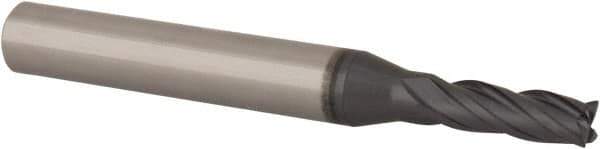 Iscar - 4mm, 11mm LOC, 6mm Shank Diam, 50mm OAL, 4 Flute, Solid Carbide Square End Mill - Single End, TiAlN Finish, Spiral Flute, 30° Helix, Right Hand Cut, Right Hand Flute - USA Tool & Supply