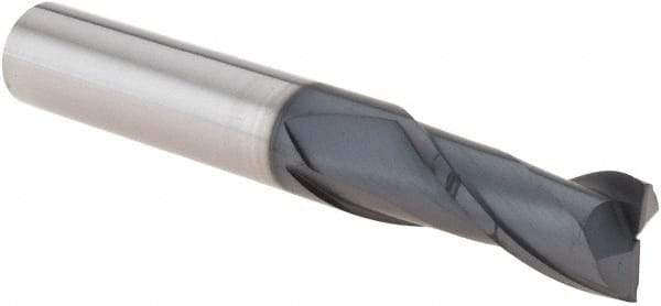 Iscar - 10mm, 22mm LOC, 10mm Shank Diam, 70mm OAL, 2 Flute, Solid Carbide Square End Mill - Single End, TiAlN Finish, Spiral Flute, 30° Helix, Right Hand Cut, Right Hand Flute - USA Tool & Supply