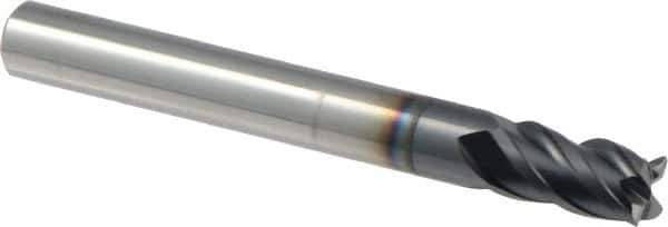 Iscar - 0.219", 3/8" LOC, 7/32" Shank Diam, 2" OAL, 4 Flute, Solid Carbide Square End Mill - Single End, TiAlN Finish, Spiral Flute, 38° Helix, Right Hand Cut, Right Hand Flute - USA Tool & Supply
