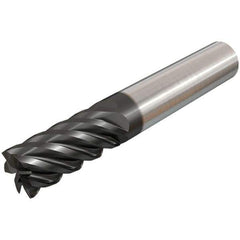Iscar - 3/4", 1-1/2" LOC, 3/4" Shank Diam, 4" OAL, 6 Flute, Solid Carbide Square End Mill - Single End, TiAlN Finish, Spiral Flute, 45° Helix, Right Hand Cut, Right Hand Flute - USA Tool & Supply