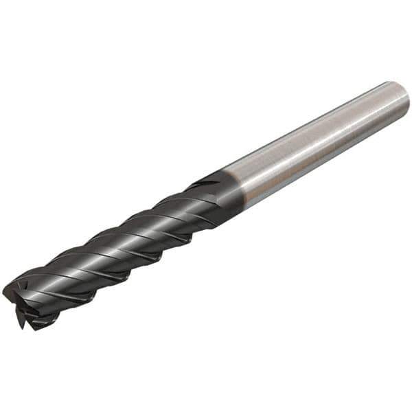 Iscar - 10mm, 40mm LOC, 10mm Shank Diam, 100mm OAL, 4 Flute, Solid Carbide Square End Mill - Single End, TiAlN Finish, Spiral Flute, 45° Helix, Right Hand Cut, Right Hand Flute - USA Tool & Supply