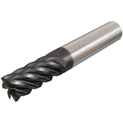 Iscar - 3/4", 1-1/2" LOC, 3/4" Shank Diam, 4" OAL, 6 Flute, Solid Carbide Square End Mill - Single End, TiAlN Finish, Spiral Flute, 45° Helix, Right Hand Cut, Right Hand Flute - USA Tool & Supply