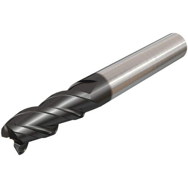 Iscar - 3mm, 10mm LOC, 6mm Shank Diam, 57mm OAL, 3 Flute, Solid Carbide Square End Mill - Single End, TiAlN Finish, Spiral Flute, 45° Helix, Right Hand Cut, Right Hand Flute - USA Tool & Supply